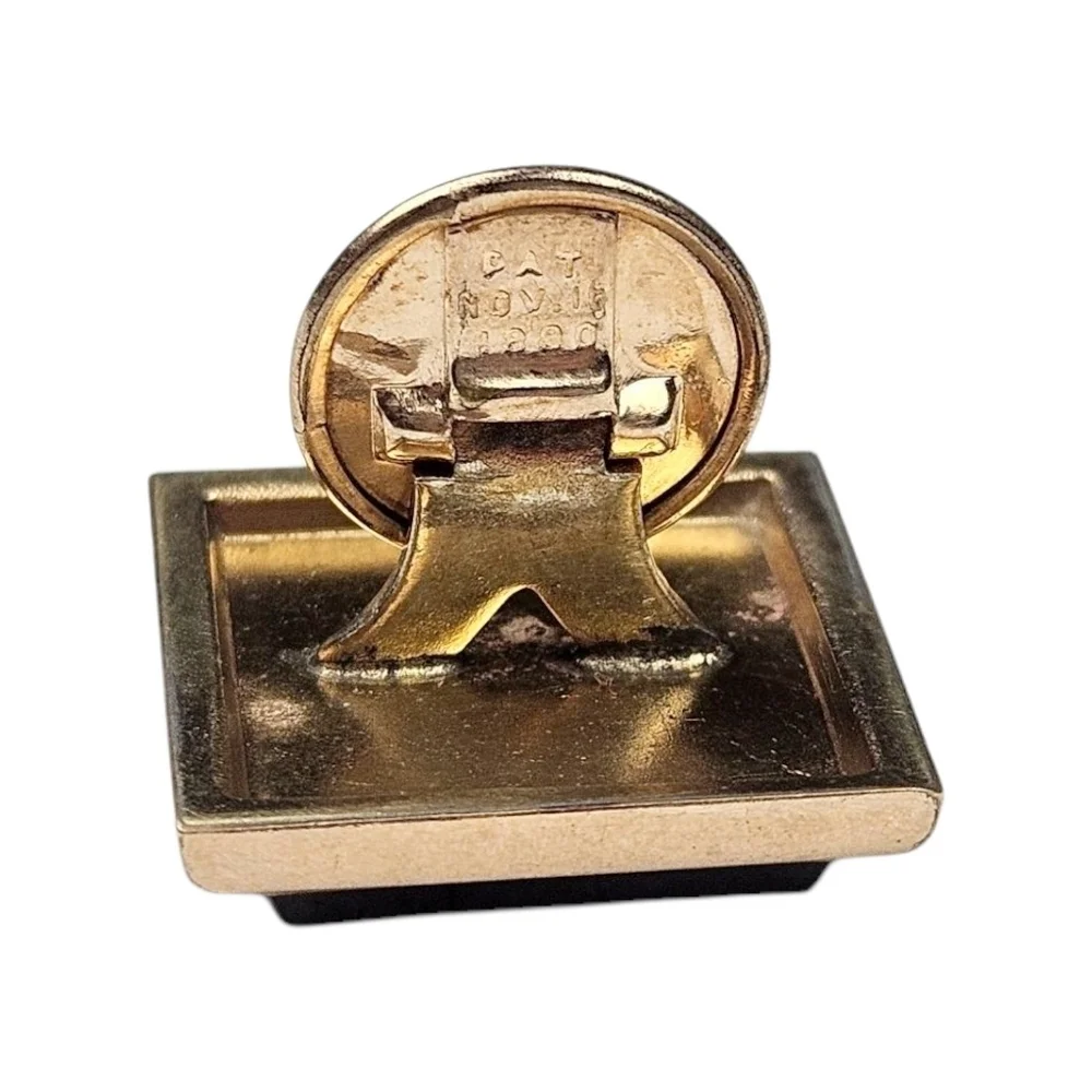 Antique Victorian Button Stud Cuff Link Gray Quartz Gold Plated Square 1880s